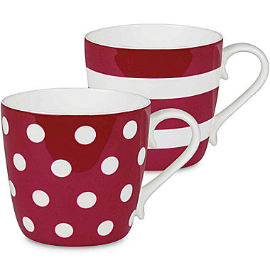 Konitz Dots and Stripes Set of 2 Bone China Mugs