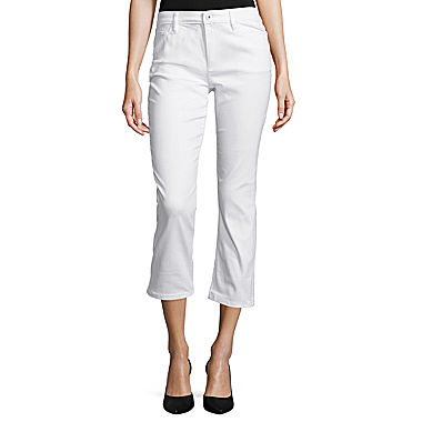 Liz Claiborne City-Fit 5-Pocket Flared Cropped Jeans - Tall